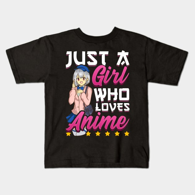 Cute Just A Girl Who Loves Anime Kids T-Shirt by theperfectpresents